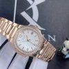 Custom Watches Patek Philippe Nautilus 7010/1R-011 Quartz Rose Gold Silvery Opaline Diamond Set-32mm