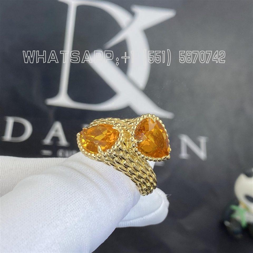 Custom Jewelry Boucheron Yellow Gold and Citrine Serpent Bohème Two-Stones Ring JRG02796