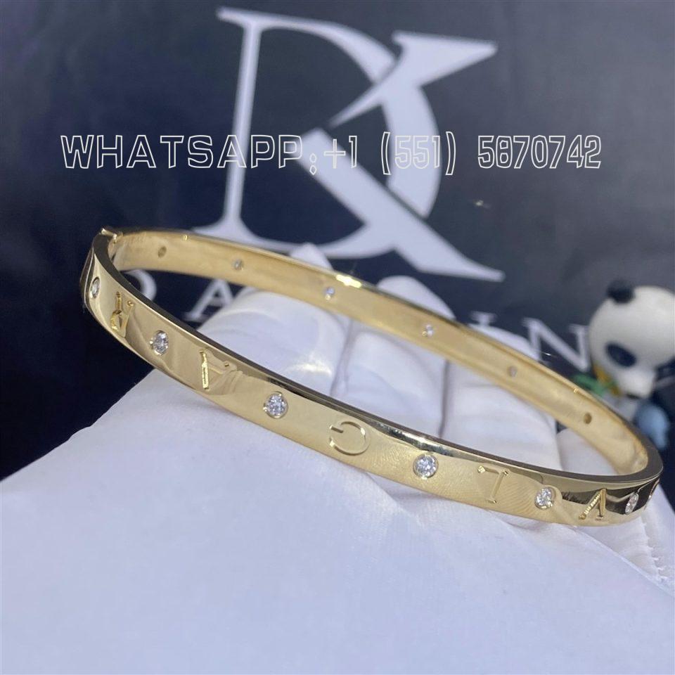 Custom Jewelry Bulgari 18k Rose Gold Bangle Bracelet Set with 12 Diamonds 354024 - YG