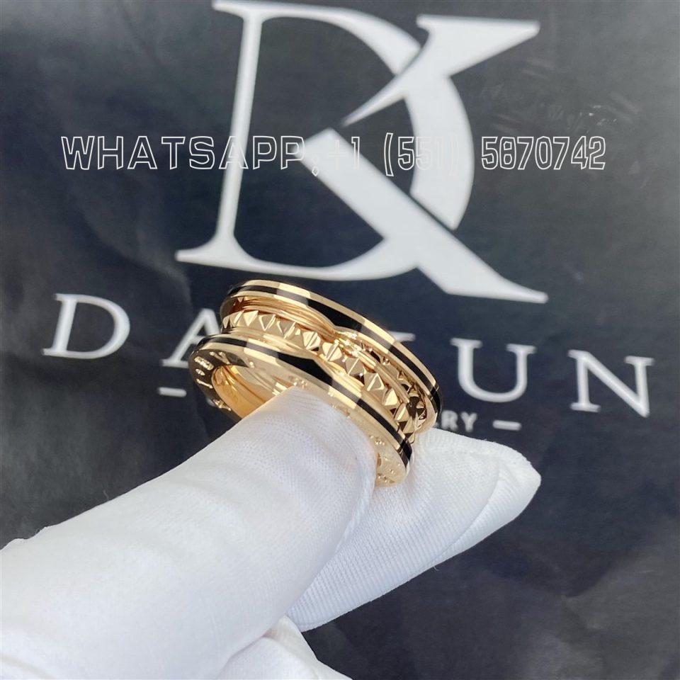 Custom Jewelry Bulgari B.zero1 Rock two-band ring with studded spiral and black ceramic 357986