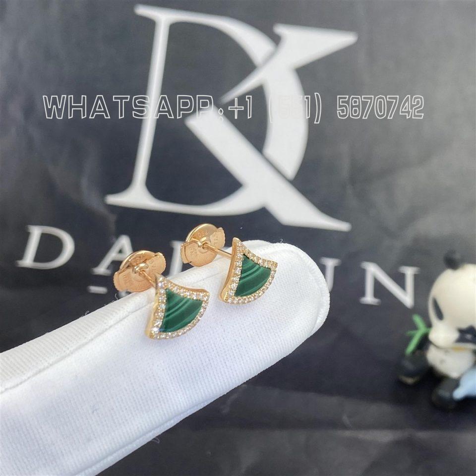 Custom Jewelry Bulgari Divas’ Dream Earrings Diamonds and 18K Rose Gold with Malachite 359018