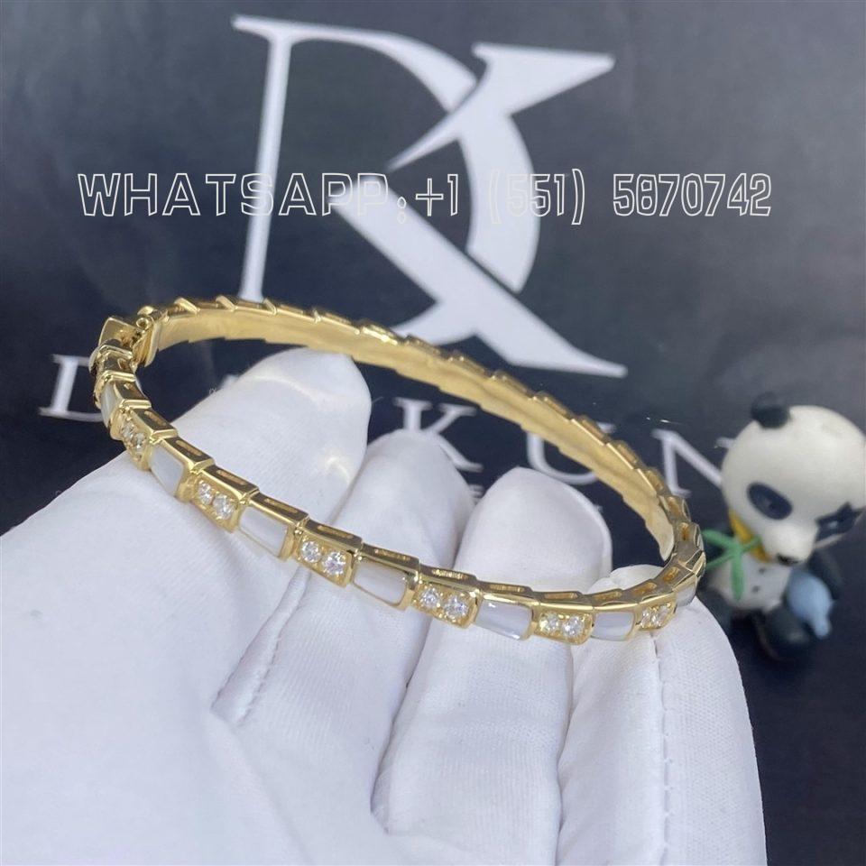 Custom Jewelry Bulgari Serpenti Viper 18k Yellow gold bracelet set with mother-of-pearl elements 355047