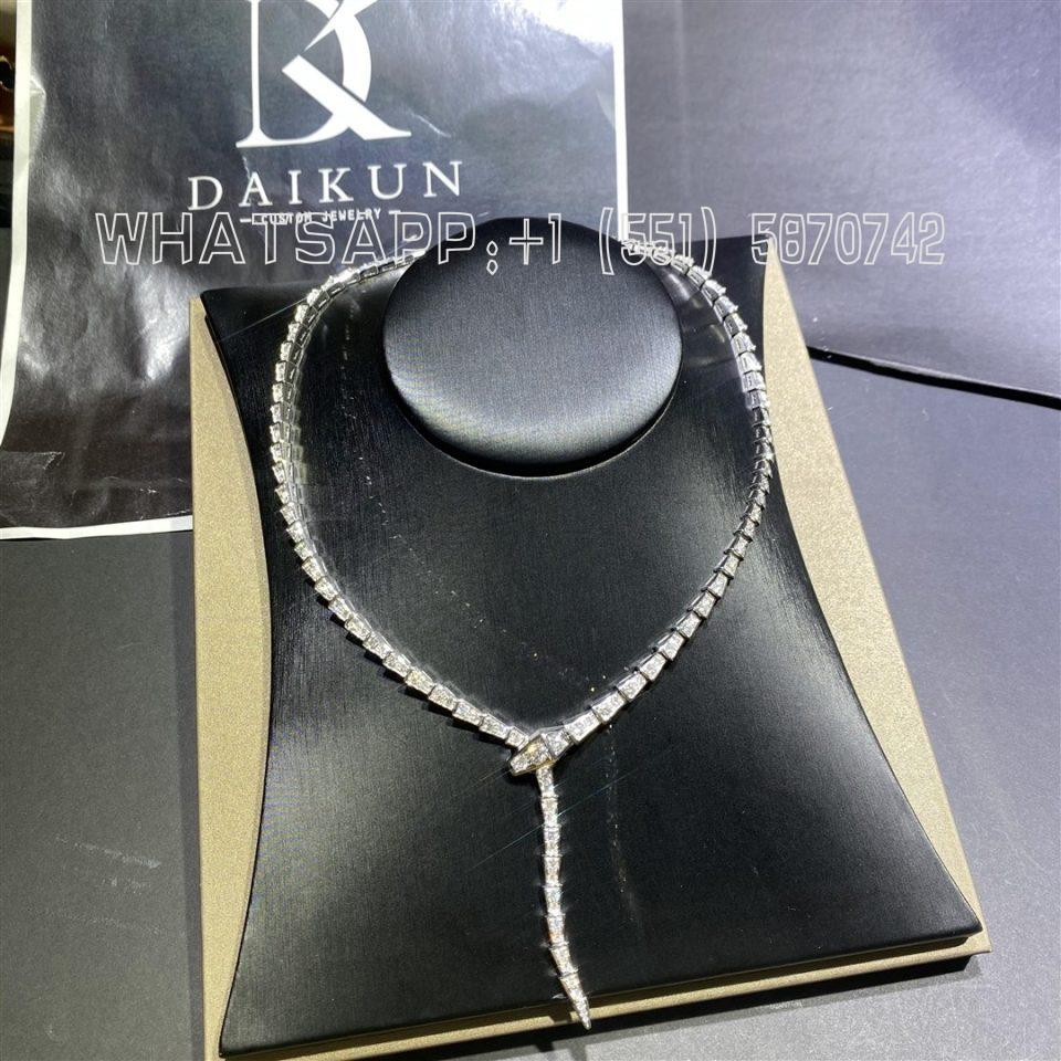 Custom Jewelry Bulgari Serpenti Viper slim necklace set with full pavé diamonds 351090
