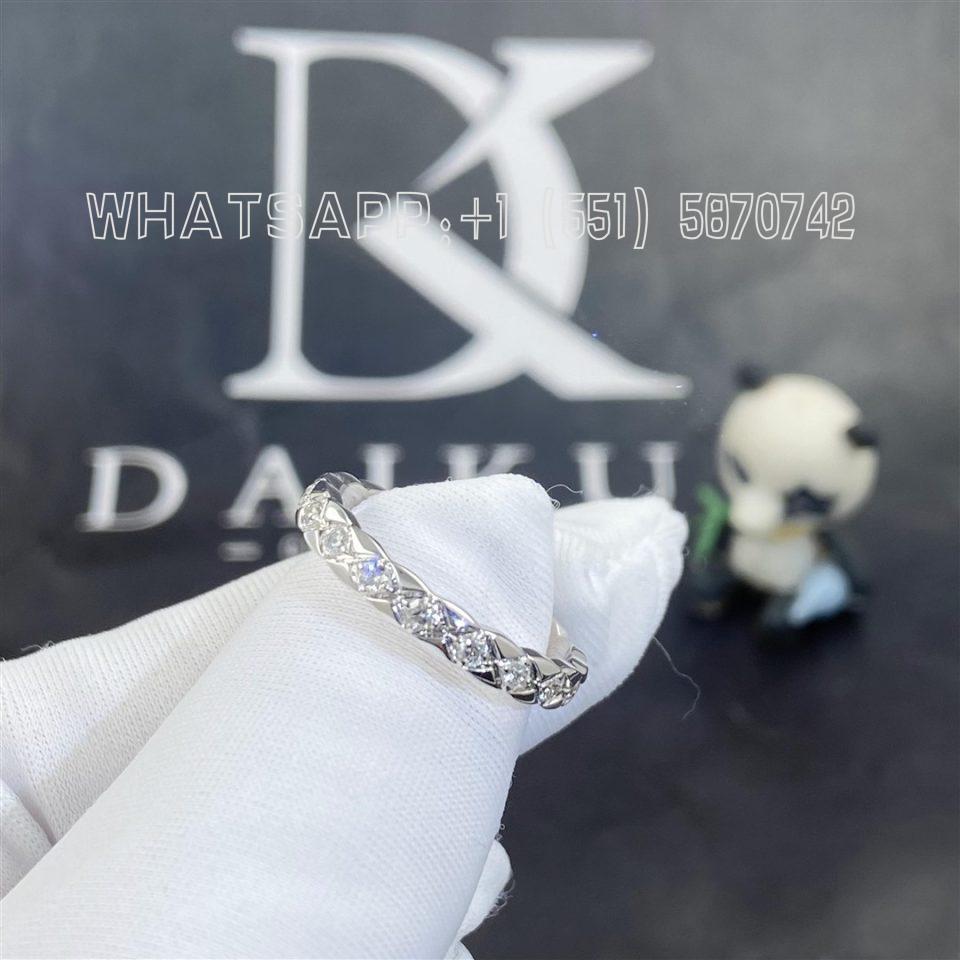 Custom Jewelry Chanel Coco Crush Ring Quilted Motif Mini Version in 18k White Gold and Diamonds J11871