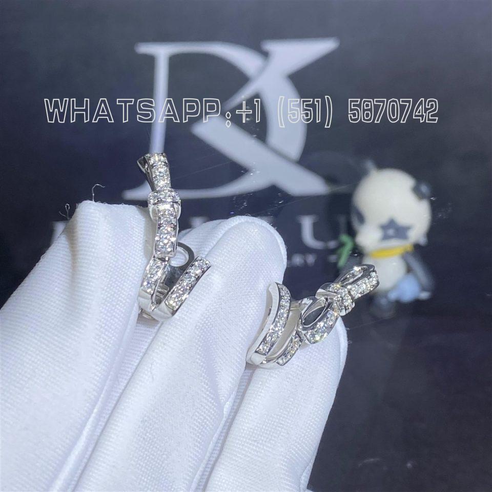 Custom Jewelry Chanel Ruban Earrings 18k White Gold and Diamonds J11143
