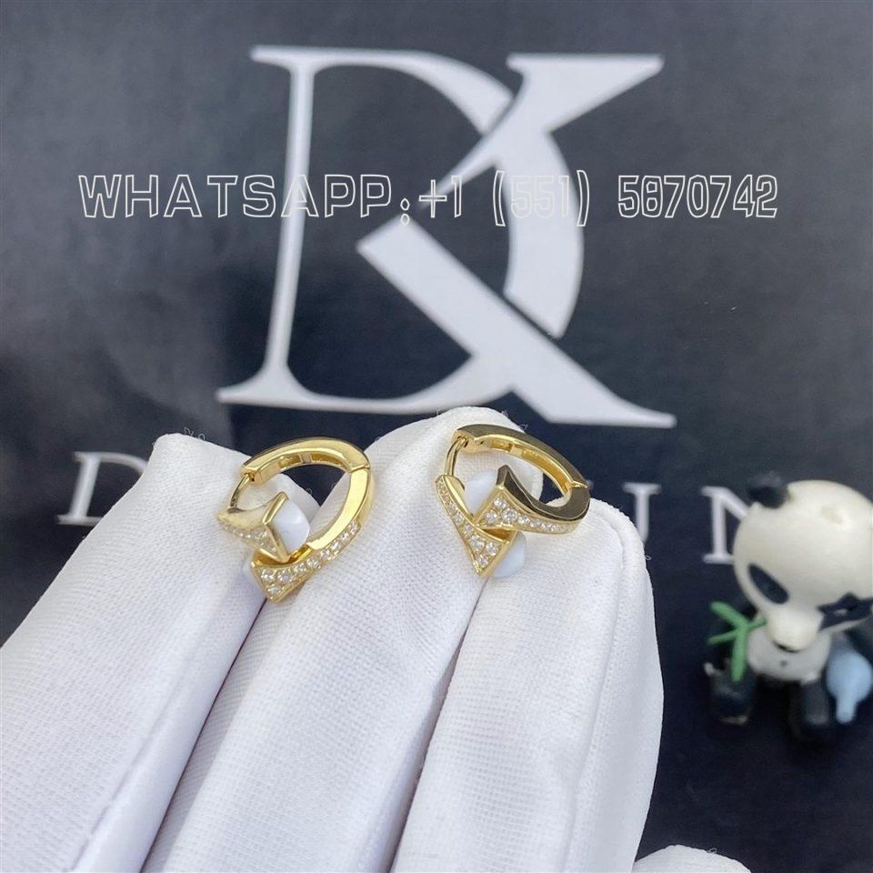 Custom Jewelry Marli Cleo Diamond Huggie Earrings In Yellow Gold White Agate CLEO-E20