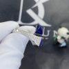 Custom Jewelry Marli Cleo Diamond Midi Ring In White Gold Blue Agate CLEO-R47