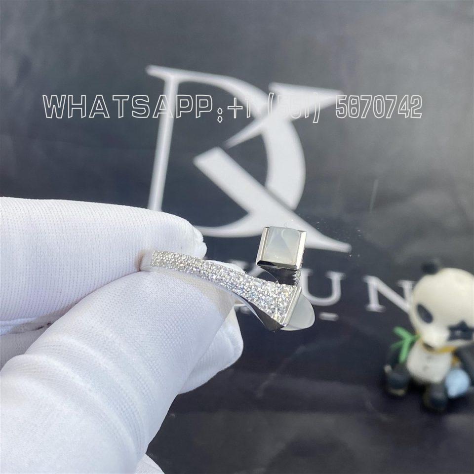 Custom Jewelry Marli Cleo Diamond Slim Ring In White Gold White Agate CLEO-R1