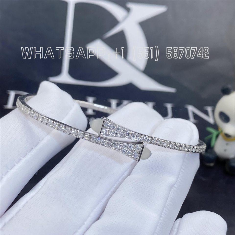 Custom Jewelry Marli Cleo Diamond Slim Slip-On Bracelet In White Gold White Moon Stone CLEO-B1