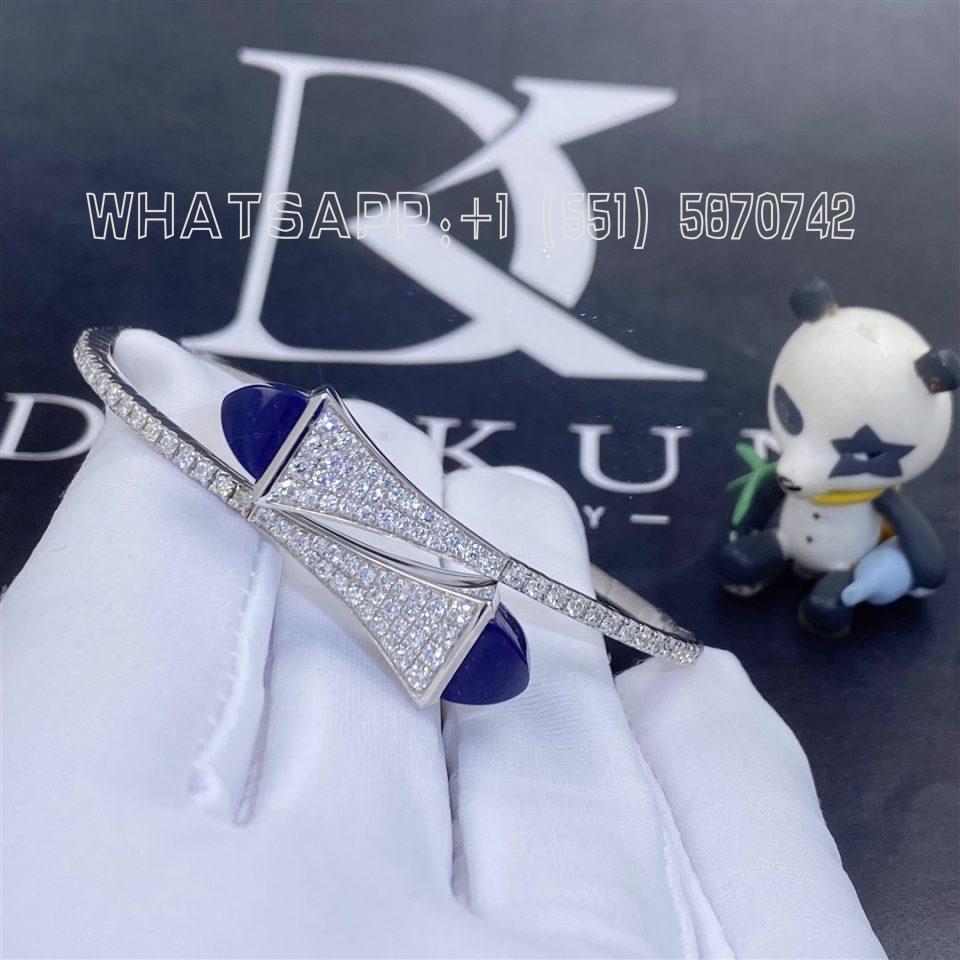 Custom Jewelry Marli Cleo Diamond Slip-On Bracelet In White Gold Blue Agate CLEO-B3