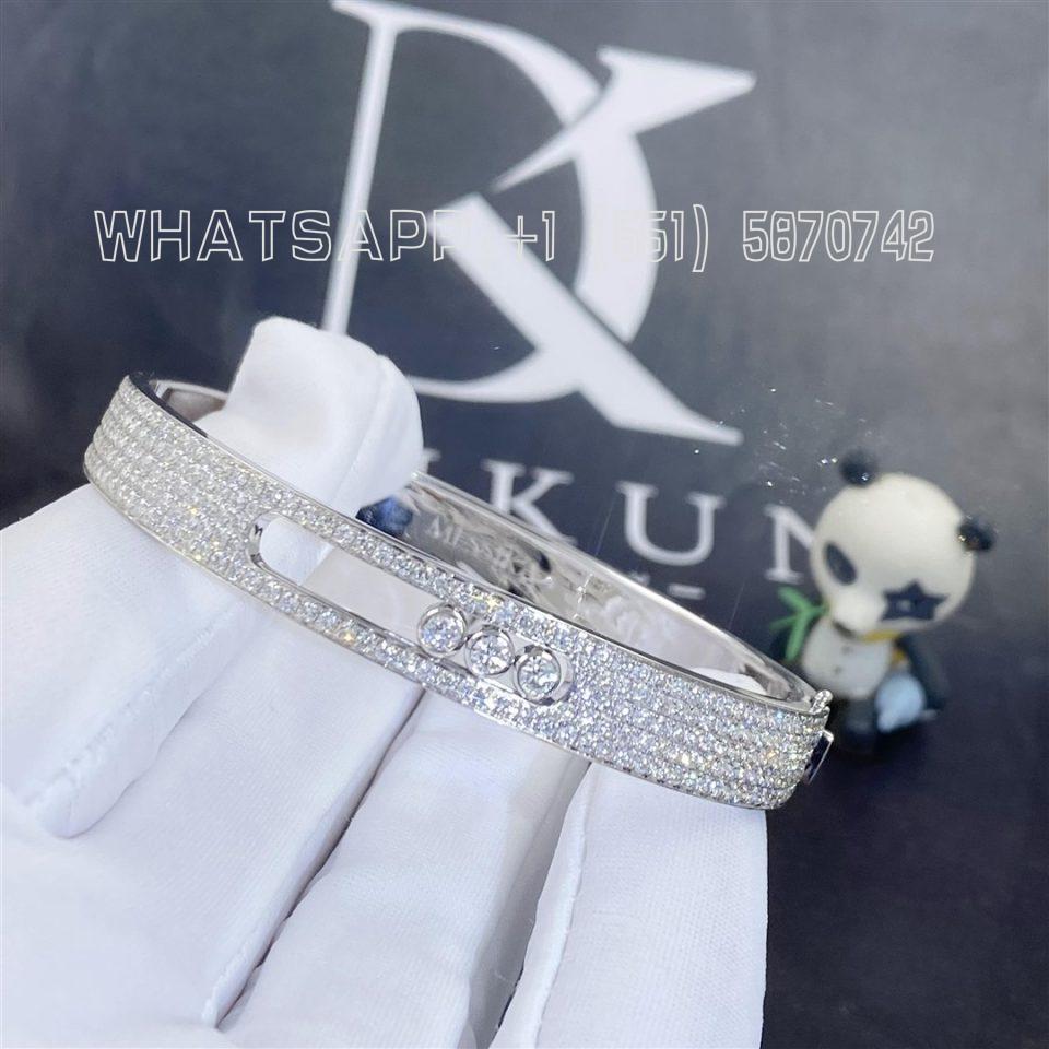 Custom Jewelry Messika Move Joaillerie Pavé Bangle in 18K White Gold and Diamond Bracelet 04699-WG