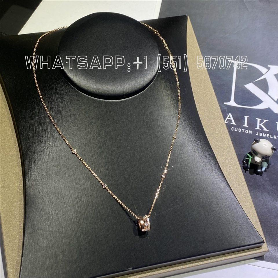 Custom Jewelry Messika Move Romane Pendant in 18K Pink Gold and Diamond Necklace 07158-PG
