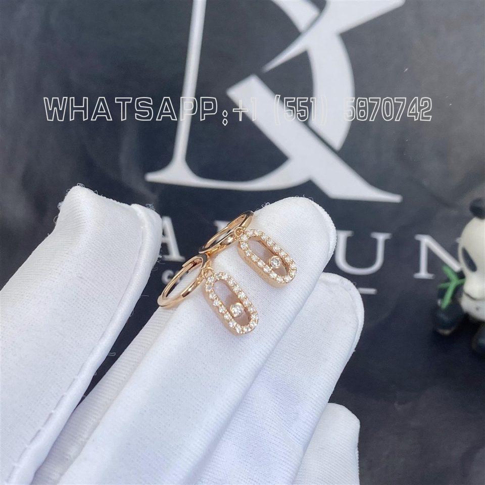 Custom Jewelry Messika Move Uno Hoop Earrings Pink Gold Diamond Earrings 12037-PG
