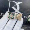 Custom Jewelry Roberto Coin Princess Flower Earrings with Diamonds and Malachite 18K Rose Gold ADV888EA1837_01 -Width 20mm