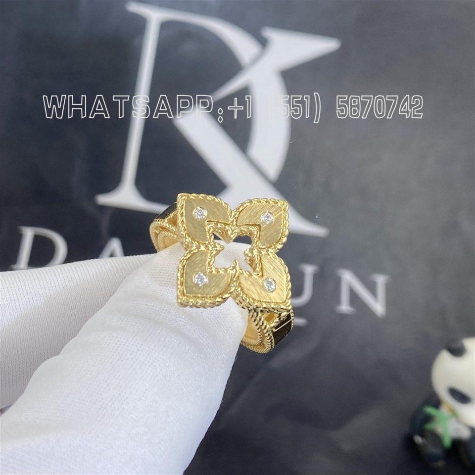 Custom Jewelry Roberto Coin Venetian Princess Ring with Diamonds in 18K Yellow Gold ADR777RI2803