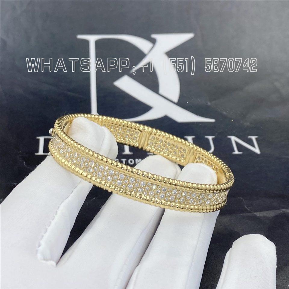 Custom Jewelry Van Cleef & Arpels Perlée diamonds bracelet, Yellow gold, 3 rows, Diamond VCARP5DP00