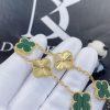 Custom Jewelry Van Cleef & Arpels Vintage Alhambra 5 motifs bracelet, Yellow gold Guilloché and Malachite