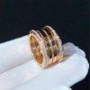 Custom Jewelry Bulgari B.zero1 4-Band Rose Gold Ring with Pave Diamonds Along the Edge AN856293