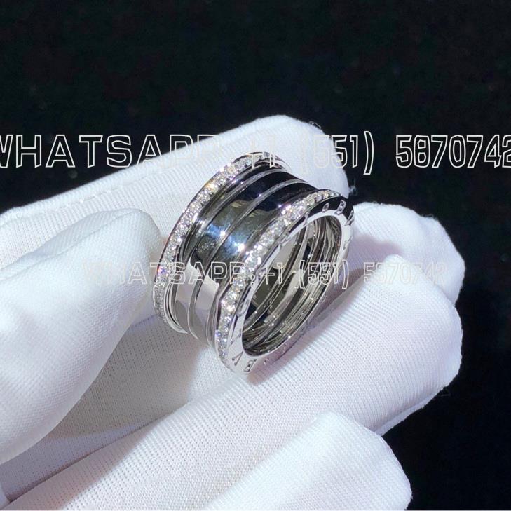 Custom Jewelry Bulgari B.zero1 4-Band Ring White Gold with Pave Diamonds on the Edges AN857023