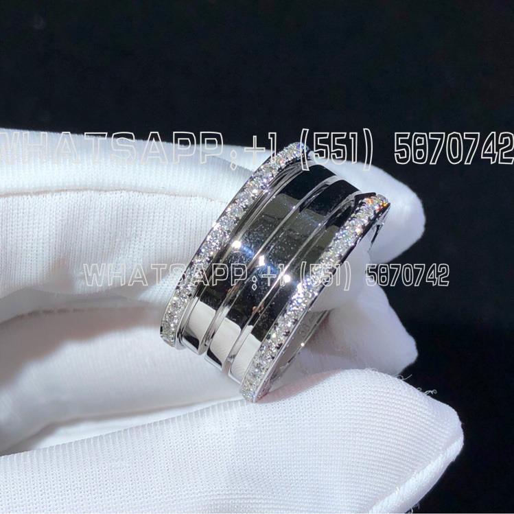 Custom Jewelry Bulgari B.zero1 4-Band Ring White Gold with Pave Diamonds on the Edges AN857023