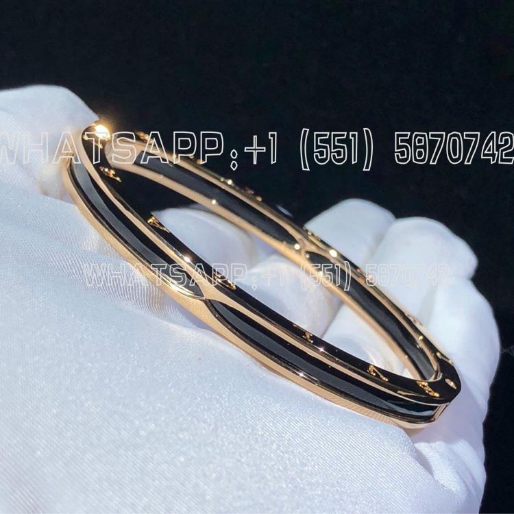 Custom Jewelry Bulgari B.zero1 bangle in 18k rose gold with black ceramic 351415