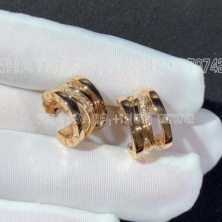 Custom Jewelry Bulgari B.zero1 Design Legend Earring 18K Rose Gold and pavé diamonds 356131