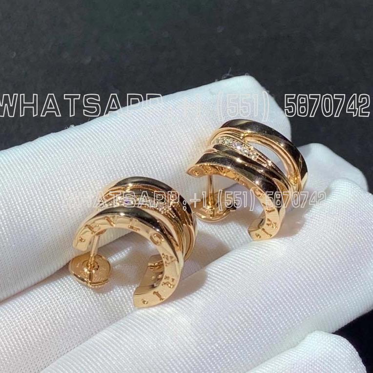 Custom Jewelry Bulgari B.zero1 Design Legend Earring 18K Rose Gold and pavé diamonds 356131