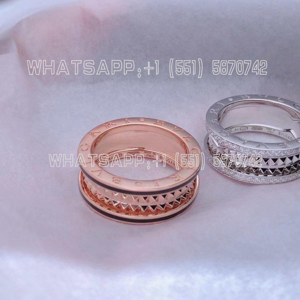 Custom Jewelry Bulgari B.ZERO1 Rock two-band Ring 18K Rose Gold and Black Ceramic AN859090