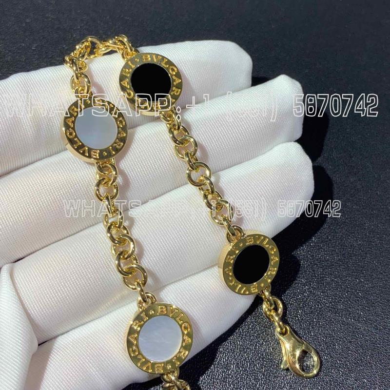 Custom Jewelry Bulgari Bvlgari flip bracelet set with mother-of-pearl and onyx elements 18K Yellow Gold