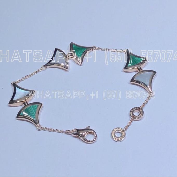 Custom Jewelry Bulgari DIVAS’ Dream Bracelet Rose Gold with Malachite and Mother of Pearl
