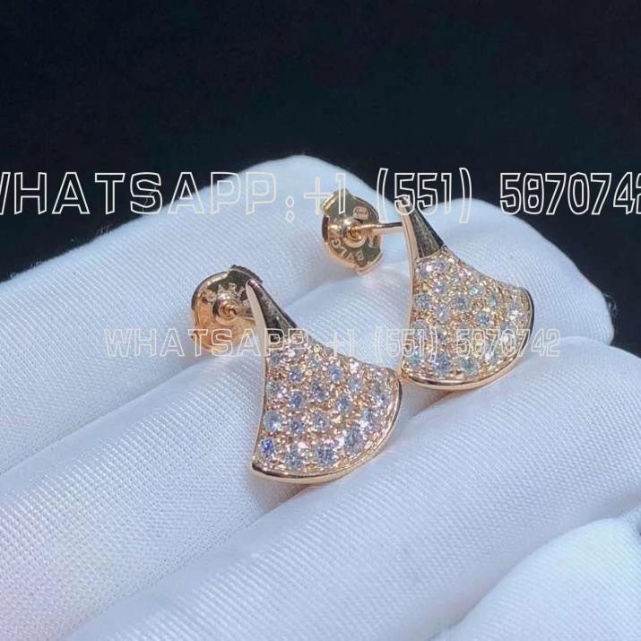 Custom Jewelry Bulgari Divas’ Dream Earrings 18K Rose Gold and Pave Diamonds OR857537