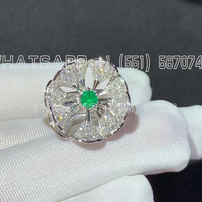 Custom Jewelry Bulgari Divas’ Dream Ring 18K White gold, Diamond and Emerald Ring AN857988