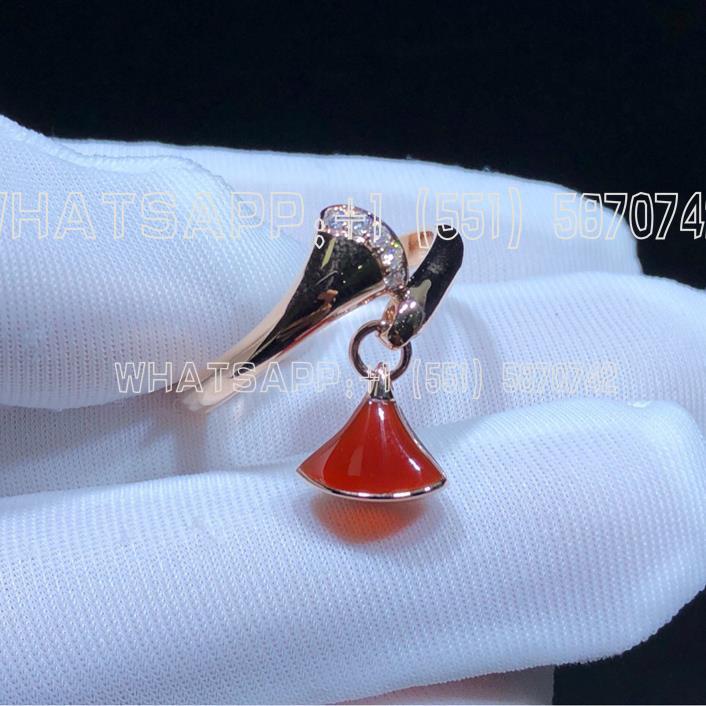 Custom Jewelry Bulgari Divas’ Dream Ring Rose Gold Diamond and Carnelian AN857404