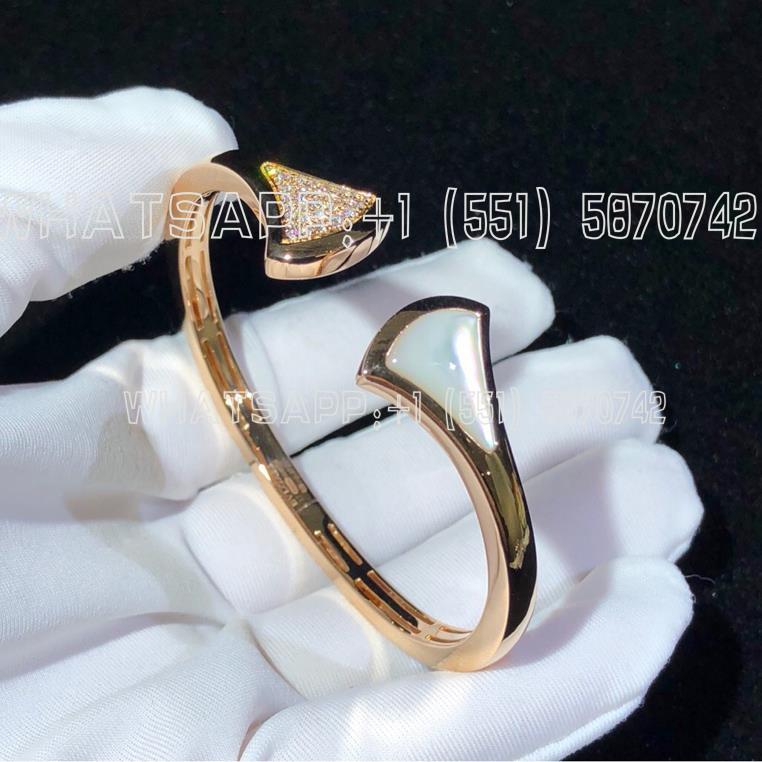 Custom Jewelry Bulgari DIVAS’ Dream Rose Gold Bracelet with Mother of Pearl and Pave Diamonds