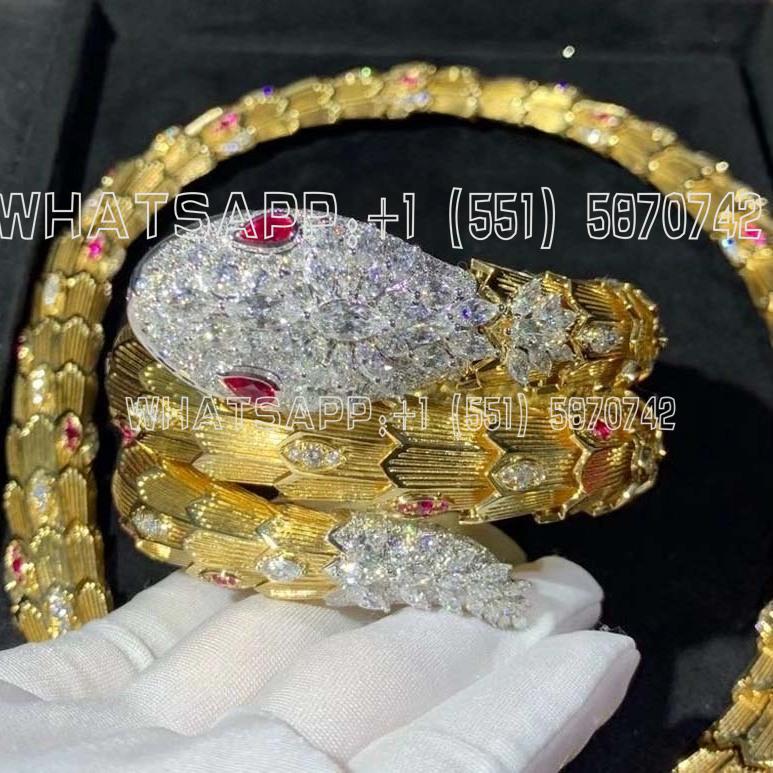 Custom Jewelry Bulgari Serpenti Bracelet 18K Yellow Gold and Diamond Ruby 260562