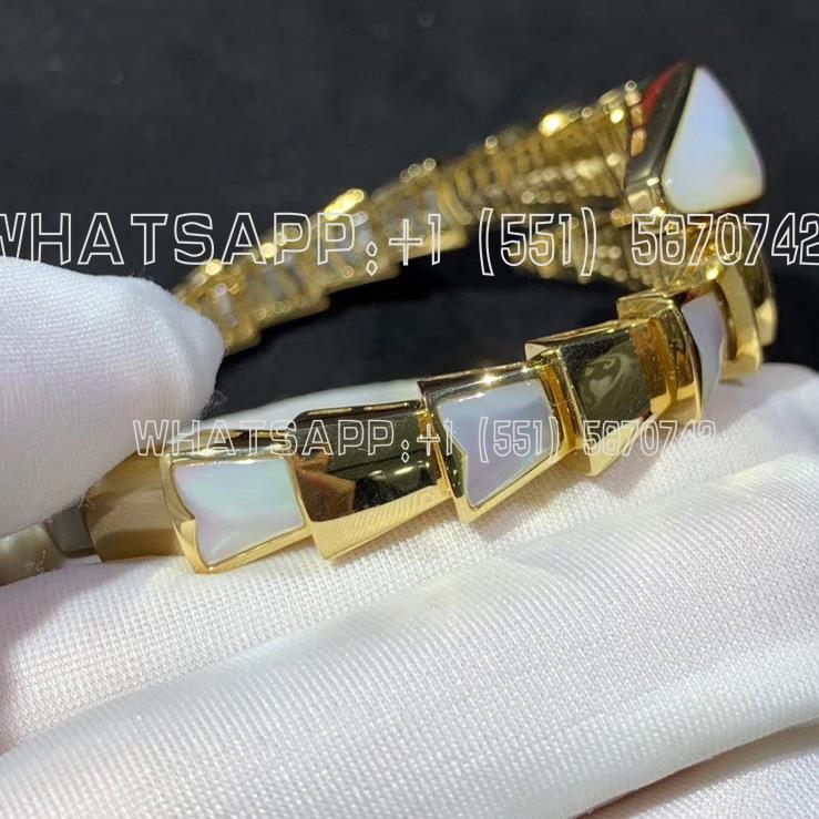 Custom Jewelry Bulgari Serpenti bracelet 18K Yellow Gold with delicate mother-of-pearl elements BR855763
