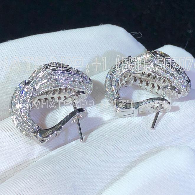 Custom Jewelry Bulgari Serpenti earrings 18K White Gold and set with pavé diamonds