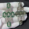 Custom Jewelry Bulgari Serpenti earrings 18K White Gold，set with pavé diamonds and Emeralds