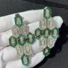 Custom Jewelry Bulgari Serpenti earrings 18K White Gold，set with pavé diamonds and Emeralds
