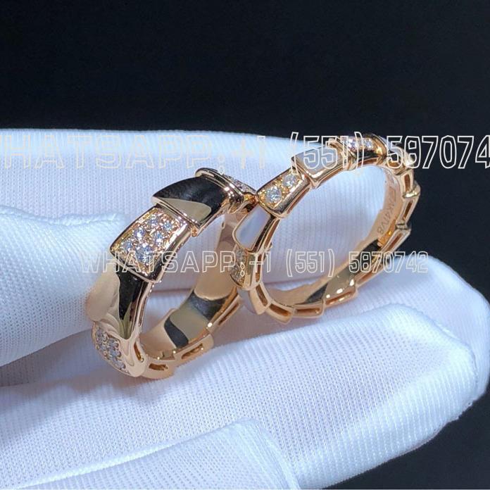 Custom Jewelry Bulgari Serpenti Ring 18K Rose Gold and Pavé Diamonds Ring AN857928