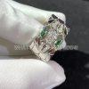 Custom Jewelry Bulgari Serpenti Seduttori 18K White Gold Diamond and Emeralds Ring