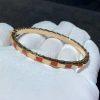 Custom Jewelry Bulgari Serpenti Viper 18K Rose Gold bracelet set with carnelian elements BR858338