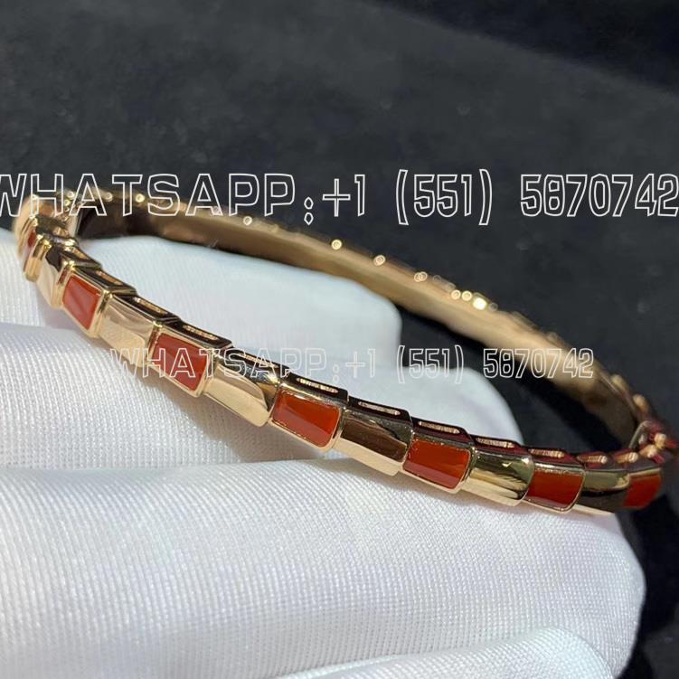 Custom Jewelry Bulgari Serpenti Viper 18K Rose Gold bracelet set with carnelian elements BR858338