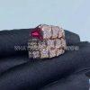 Custom Jewelry Bulgari Serpenti Viper Twp-Coil Ring in 18K Rose Gold with Full Pave Diamonds and a Rubellite on the Head