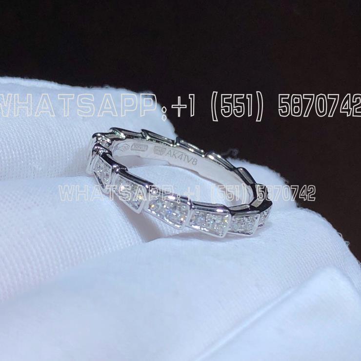 Custom Jewelry Bulgari Serpenti Viper Wedding Band in 18K White Gold With Full Pave Diamonds 349737