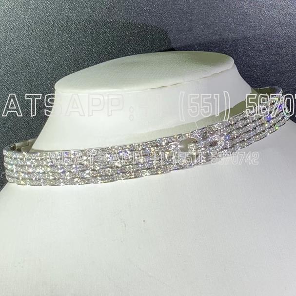 Custom Jewelry Cartier Agrafe Necklace 18K White Gold and Pave Diamonds Necklace H7000479