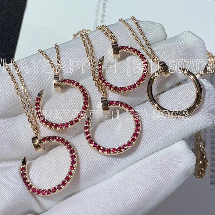 Custom Jewelry Cartier Juste Un Clou Red Gems Necklace 18K Rose Gold B7224778