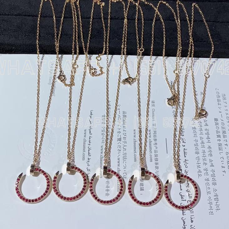 Custom Jewelry Cartier Juste Un Clou Red Gems Necklace 18K Rose Gold B7224778