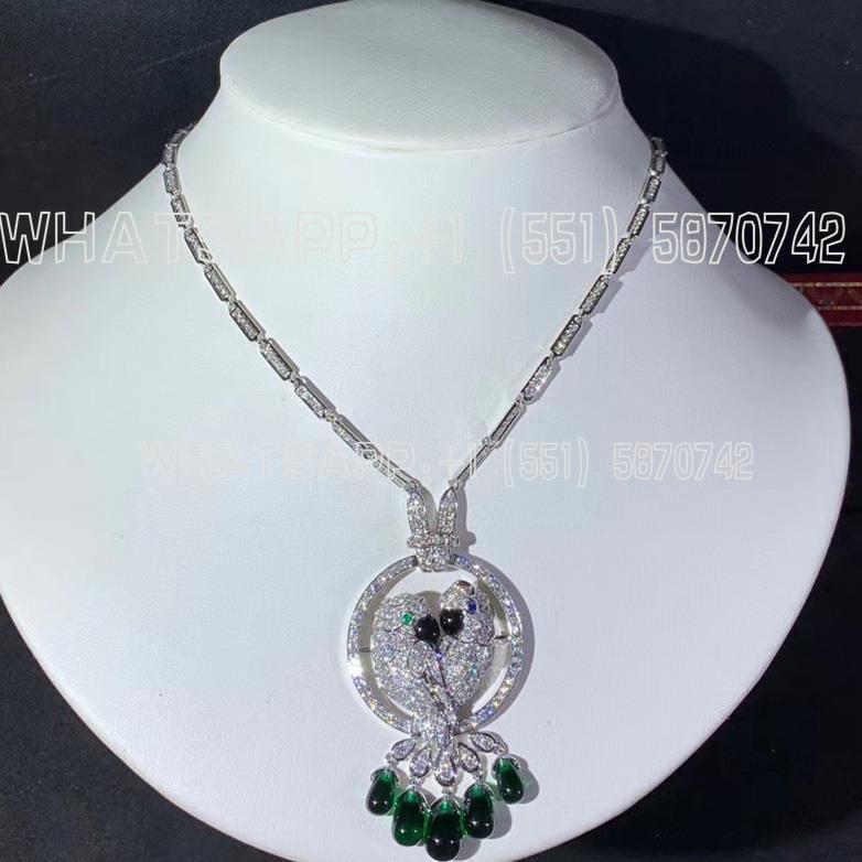 Custom Jewelry Cartier Les Oiseaux Libérés Necklac 18K white gold and 5 emerald drops HP300100