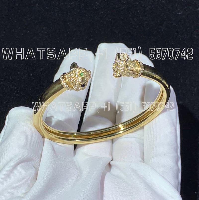 Custom Jewelry Cartier Panthère De Cartier 18K Yellow Gold and Pave Diamonds Bracelet N6706217